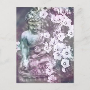 *~* Meditation Zen Buddha Meditate Floral Lavender Briefkaart