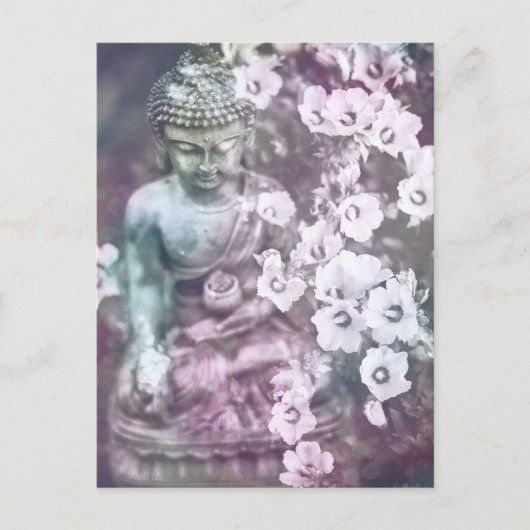 *~* Meditation Zen Buddha Meditate Floral Lavender Briefkaart (Voorkant)