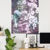 *~* Meditation Zen Buddha Meditate Floral Lavender Poster (Thuiskantoor)