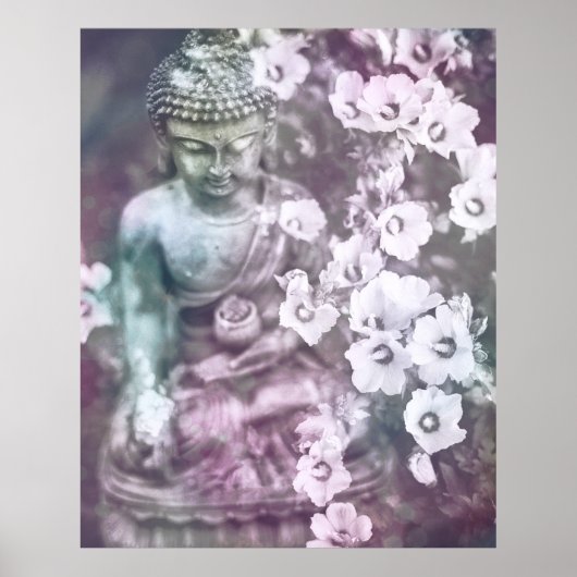 *~* Meditation Zen Buddha Meditate Floral Lavender Poster (Voorkant)