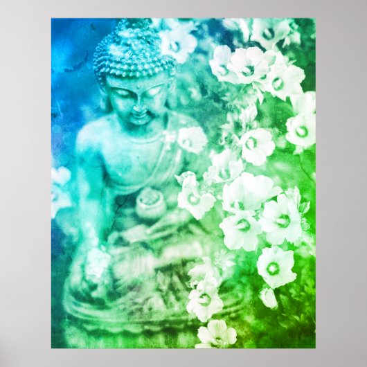 *~* Meditation Zen Buddha Meditate Floral Ombre Poster (Voorkant)