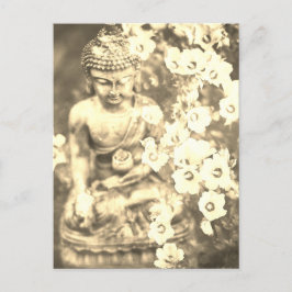 *~* Meditation Zen Buddha Meditate Flowers Gold Briefkaart