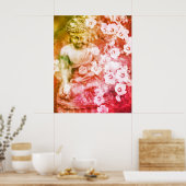 *~* Meditation Zen Buddha Meditate Flowers Oranje Poster (Keuken)