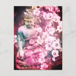 *~* Meditation Zen Buddha Meditate Flowers Pink Briefkaart