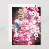 *~* Meditation Zen Buddha Meditate Flowers Pink Briefkaart (Voorkant / Achterkant)