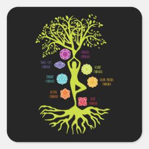 Meditation Zen Tree of Life Yoga Spiritueel Vierkante Sticker