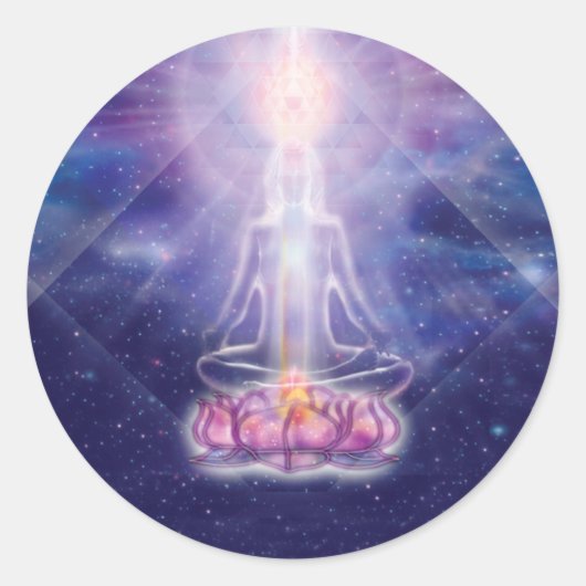 Meditator Ronde Sticker (Voorkant)