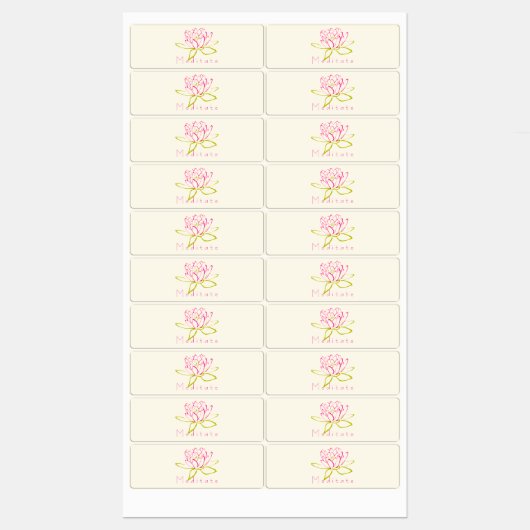 Mediteer Lotus Bloem / Waterlelie Illustratie Labels (Vel)