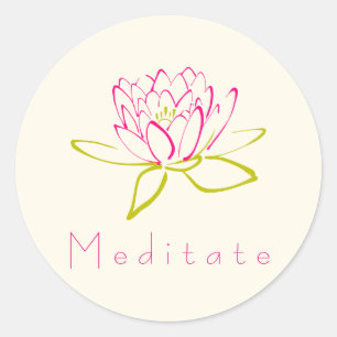 Mediteer Lotus Bloem / Waterlelie Illustratie Ronde Sticker