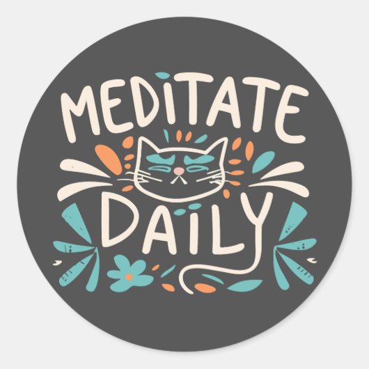 Mediteren Dagelijkse Kat Ronde Sticker (Voorkant)