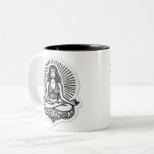 Mediteren om de geest te kalmeren tweekleurige koffiemok (Voorkant links)