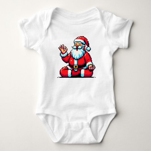 Mediteren Santa Relaxing Pixel Art Holiday Design Romper (Voorkant)