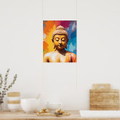 Mediterende Boeddha kleurrijke kunstwerk Poster (Keuken)