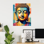 Mediterende Boeddha Kleurrijke Moderne Kunst Schil Poster (Thuiskantoor)