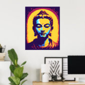 Mediterende Boeddha Kleurrijke Pixel Art Poster (Thuiskantoor)