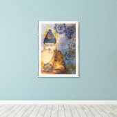Mediterende Boeddha Waterverf Canvas 24x18 Afdruk (Insitu (Houten vloer))