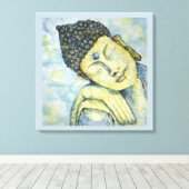 Mediterende Boeddha Waterverf Print Canvas 24x24 (Insitu (Houten vloer))
