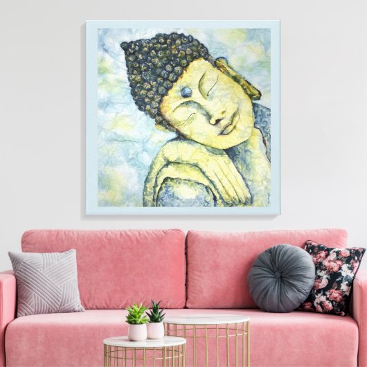 Mediterende Boeddha Waterverf Print Canvas 24x24 (Insitu (Woonkamer))