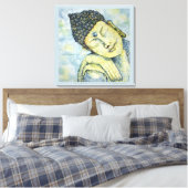 Mediterende Boeddha Waterverf Print Canvas 24x24 (Insitu (Slaapkamer))