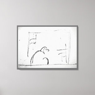 Mediterende Daruma originele zen schilderij Canvas Afdruk