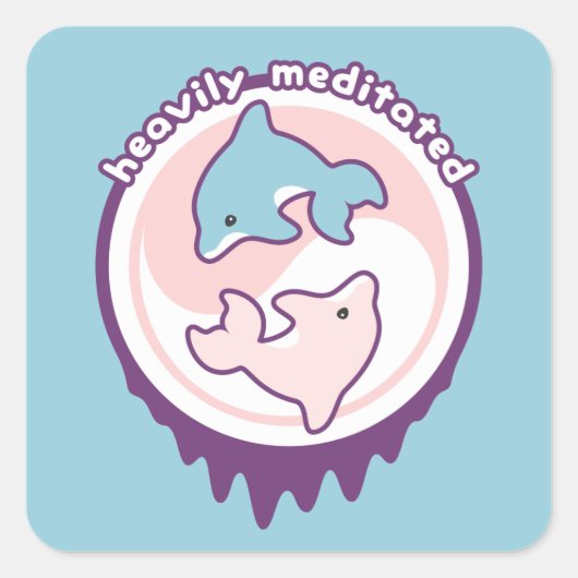 Mediterende Dolfijnen met Yin Yang Vierkante Sticker (Voorkant)