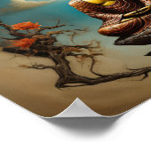 Mediterende Gautama Boeddha met bloemen boom Poster (Hoek)