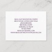 Mediterende shaman omringd door lichte hartslag visitekaartje (Achterkant)