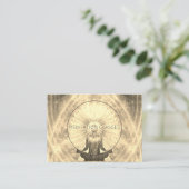 Mediterende shaman omringd door lichte hartslag visitekaartje (Staand voorkant)