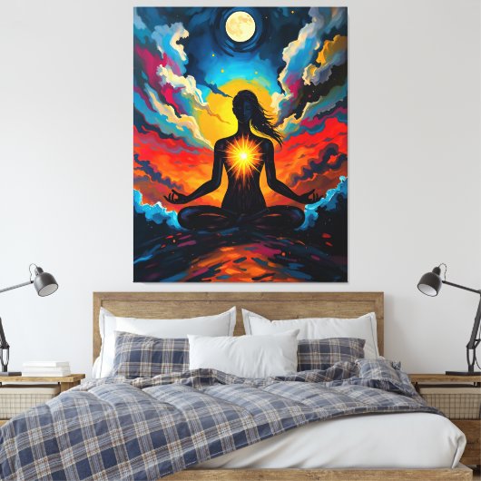 Mediterende vrouw Abstract Canvas Afdruk (Insitu (Slaapkamer))