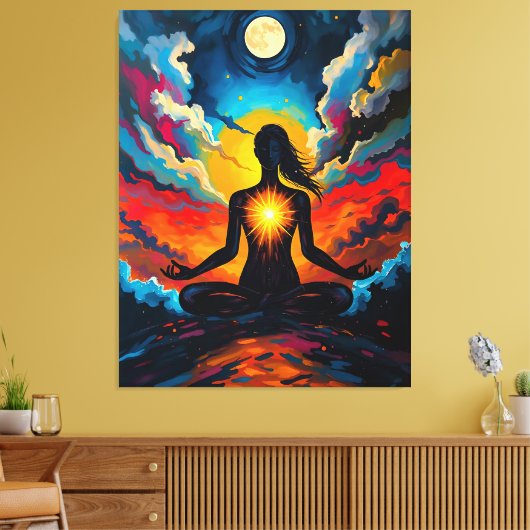 Mediterende vrouw Abstract Canvas Afdruk (Insitu (Woonkamer))