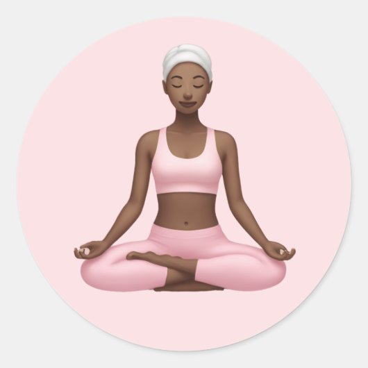 Mediterende vrouw Emoji - Vreedzame Yoga Pose Art Ronde Sticker (Voorkant)