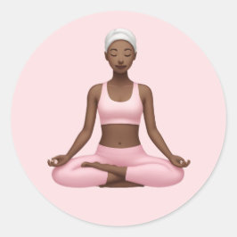 Mediterende vrouw Emoji - Vreedzame Yoga Pose Art Ronde Sticker