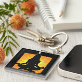 Mediterende Vrouw OM Symbool Yoga Sleutelhanger (Voorkant Rechts)