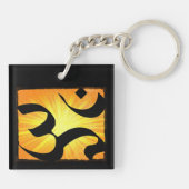 Mediterende Vrouw OM Symbool Yoga Sleutelhanger (Achterkant)