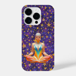 Mediterende vrouw & onregelmatige sterrenpatronen  iPhone 14 plus hoesje