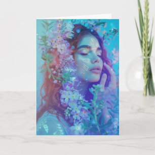 *~* Mediterende Vrouw Spiritueel BLOEMIG SC4 BLANK Bedankkaart