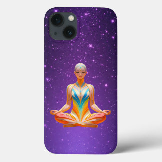 Mediterende vrouw & sterrenhemel paarse lucht Case-Mate iPhone case