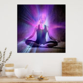 Mediterende vrouw, zen, vredig, rusteloos, yoga poster (Keuken)