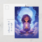 Mediterende Yoga Hemelse Wolken Blush Roze Blauw Briefkaart (Voorkant / Achterkant)