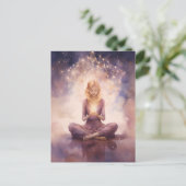 Mediterende Yoga Hemelse Wolken Blush Roze Blauw Briefkaart (Staand voorkant)