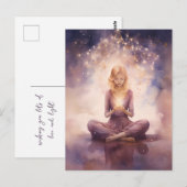 Mediterende Yoga Hemelse Wolken Blush Roze Blauw Briefkaart (Voorkant / Achterkant)