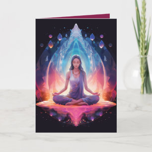 Mediterende Yoga Kristallen Levendige Kleur Verjaa Kaart
