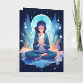 Mediterende Yoga Maan Wolken Hemelse Verjaardag Kaart (Achterkant)
