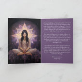 Mediterende yoga meisje, kristallen amethist verja kaart (Binnen)