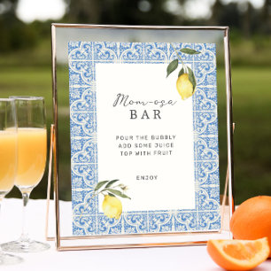 Mediterraan Amalfi Capri Baby shower Mimosa Bar Poster