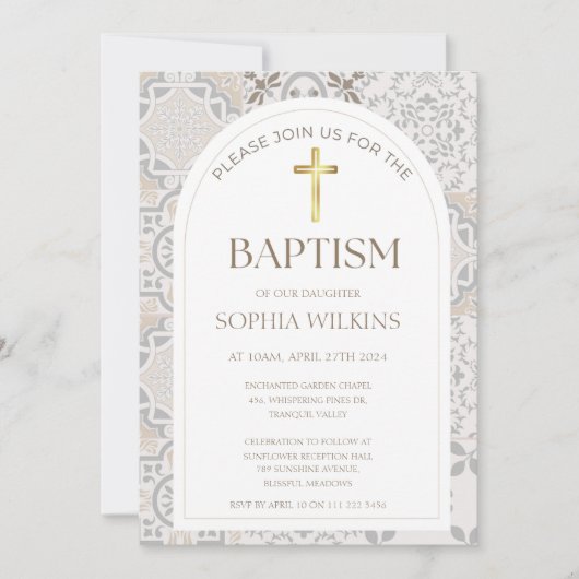 Mediterraan Amalfi Italiaans Tegels Baptisme Kaart (Voorkant)