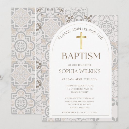 Mediterraan Amalfi Italiaans Tegels Baptisme Kaart (Voorkant / Achterkant)