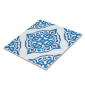 Mediterraan Azulejo Blauw Wit Damask Tegeltje (Zijkant)