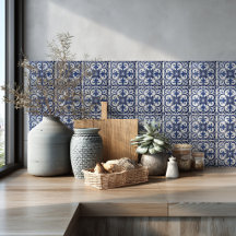 Mediterraan Azulejo-patroon Blauwe Spatwand