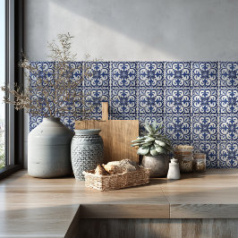 Mediterraan Azulejo-patroon Blauwe Spatwand Tegeltje